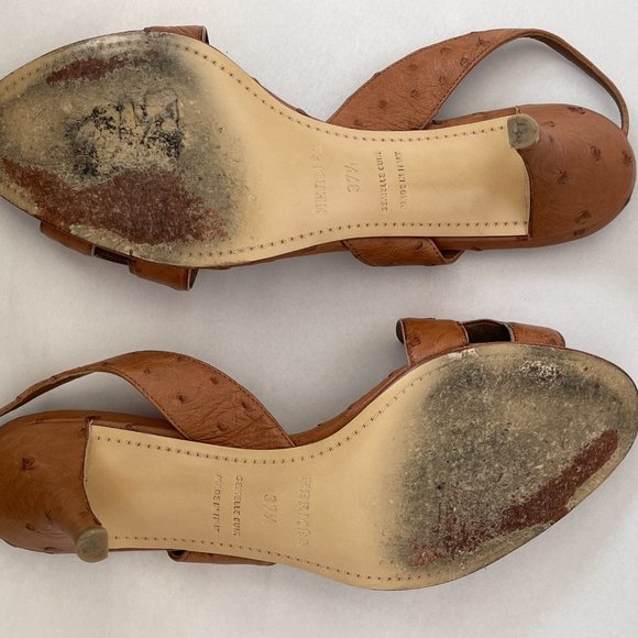 HERMES Ostrich Leather Slingbacks - Tan - Picture 7 of 16